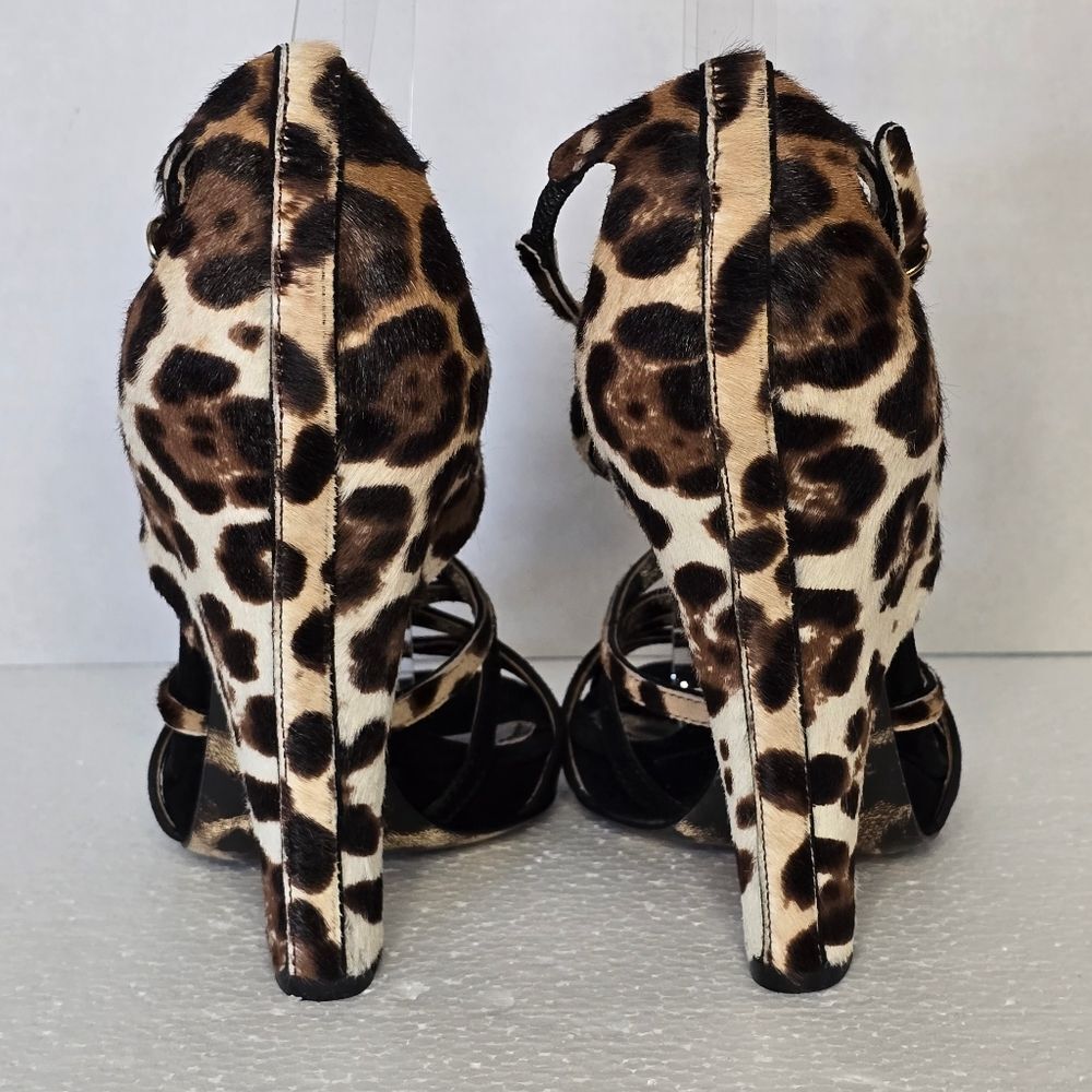 Dolce and Gabbana Animal Print Calf Hair Strappy Heels Size EU 38/ US 8 - Picture 8 of 15